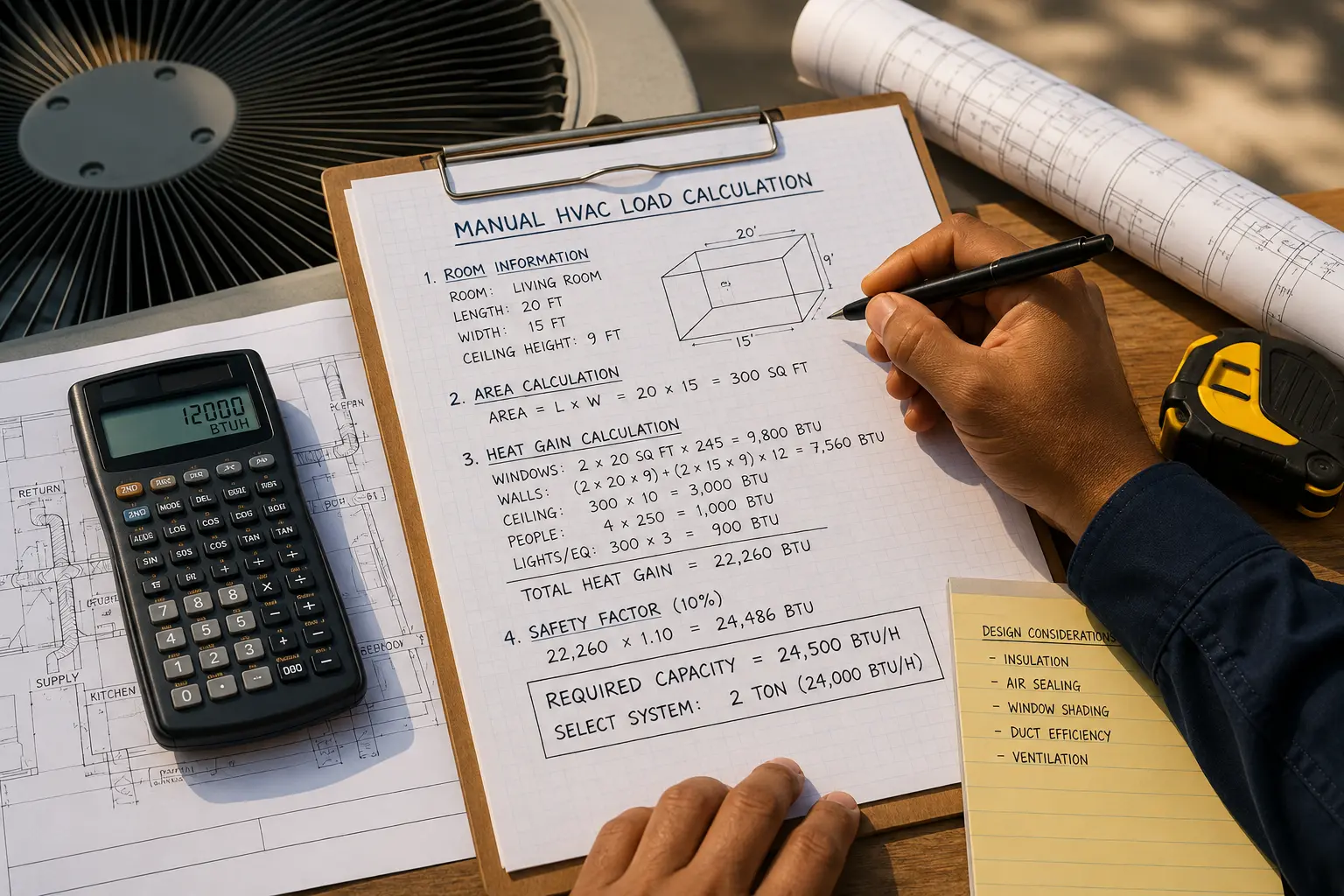 Manual J HVAC load calculation for correct system sizing in Fresno, California
