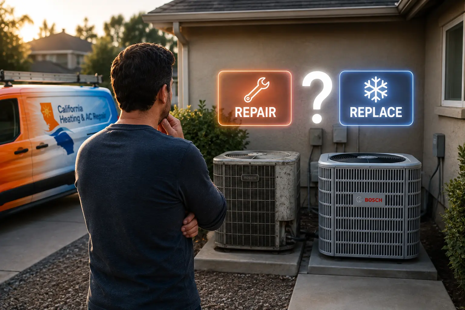 Deciding whether to repair or replace an HVAC system in Fresno, California